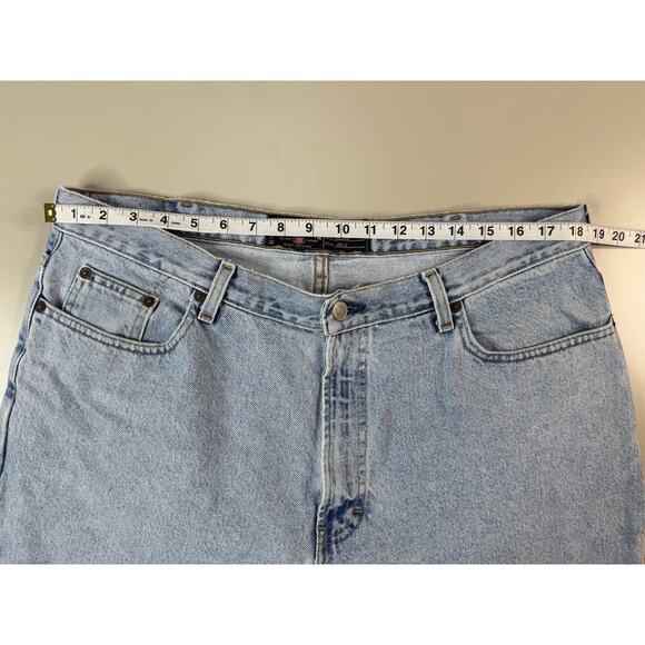 VTG Y2K Structure Relaxed Fit Jeans Men 38x30 Blue Straight Leg Med Rinse Baggy - Picture 2 of 16